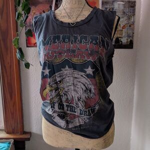 Rebel Republic Dark Grey Retro Western Grunge Knot Tank Top